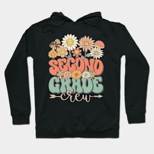 Back To School Retro Groovy Wildflower Second Grade Crew Funny Teacher Girls Hoodie